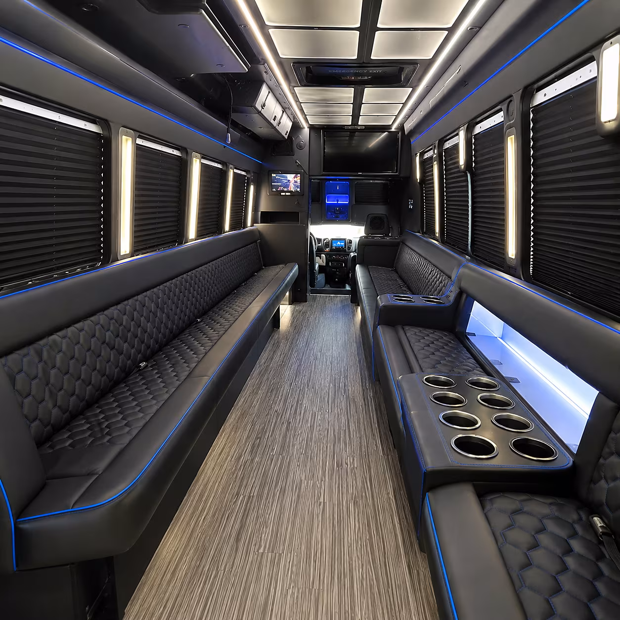 Ann Arbor Bachelor & Bachelorette Transportation party bus interior