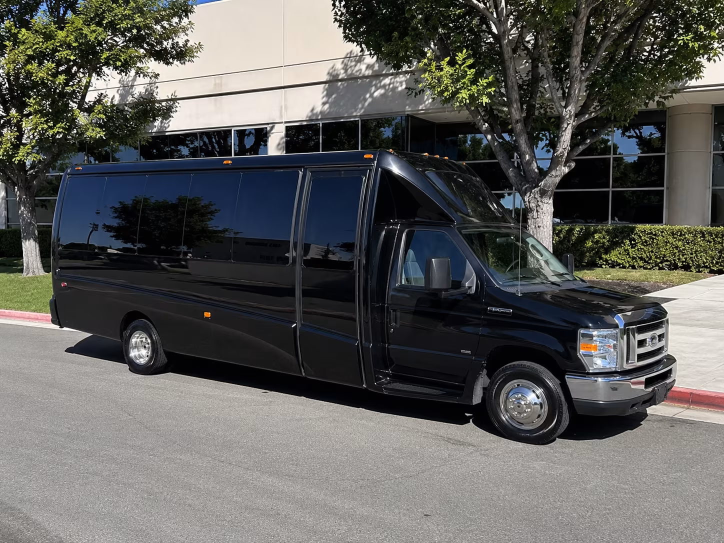 White party bus exterior