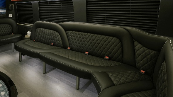 Interior of Charter Bus Company Akron's 14 Passenger Sprinter Limousine in Akron