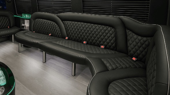 Interior of Charter Bus Company Fort Wayne's 18 Passenger Party Bus in Fort Wayne