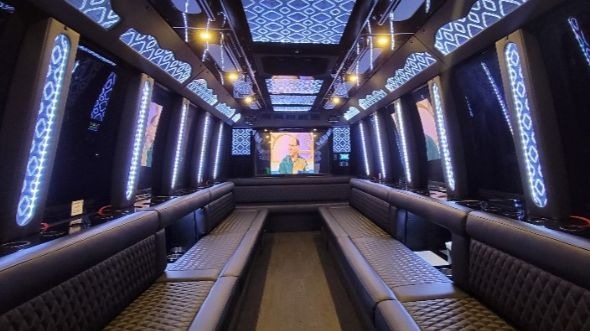 Interior of Charter Bus Company Akron's 20 Passenger Party Bus in Akron