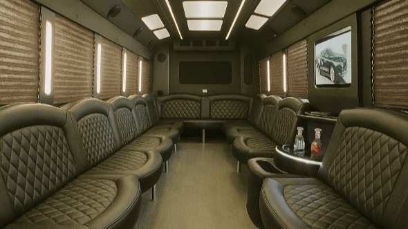 Interior of Charter Bus Company Cleveland's 20 Passenger Party Bus in Cleveland