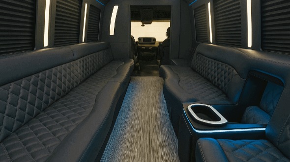 Interior of Charter Bus Company Columbus's 20 Passenger Party Bus in Columbus