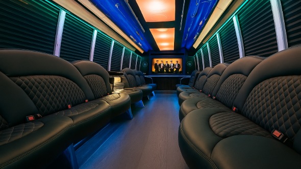 Interior of Charter Bus Company Cleveland's 25 Passenger Party Bus in Cleveland
