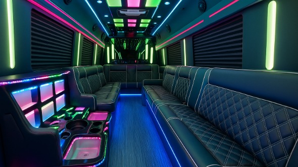 Interior of Charter Bus Company Fort Wayne's 25 Passenger Party Bus in Fort Wayne