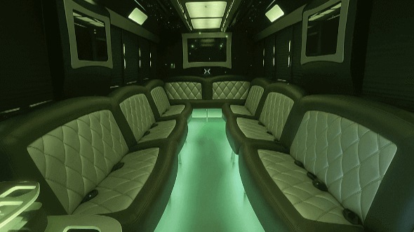 Interior of Charter Bus Company Chicago's 28 Passenger Party Bus in Chicago