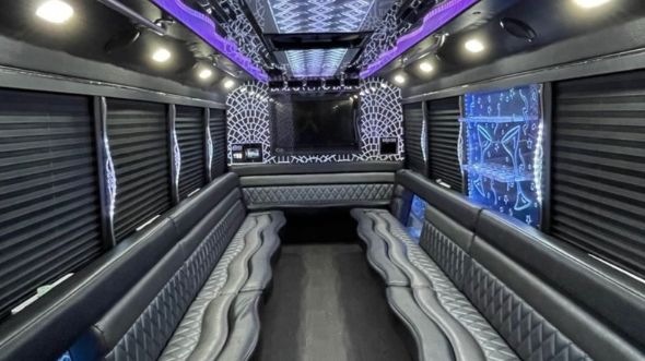 Interior of Charter Bus Company Detroit's 30 Passenger Party Bus in Detroit