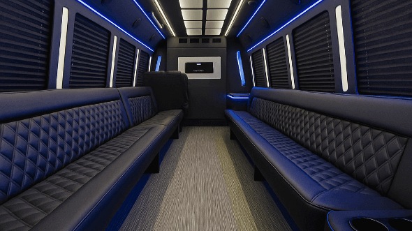 Interior of Charter Bus Company Akron's 40 Passenger Party Bus in Akron