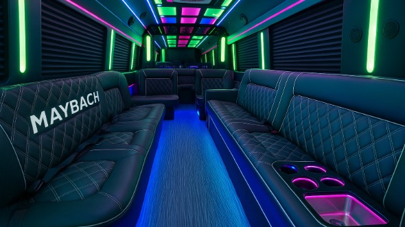 Interior of Ann Arbor Party Bus Company's 40 Passenger Party Bus in Ann Arbor