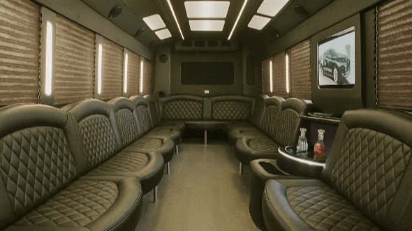 Interior of Charter Bus Company Cleveland's 40 Passenger Party Bus in Cleveland