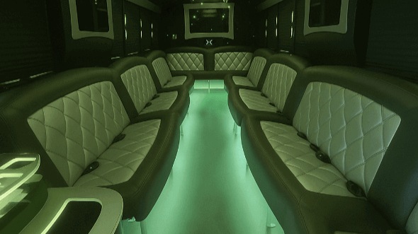 Interior of Charter Bus Company Grand Rapids's 40 Passenger Party Bus in Grand Rapids