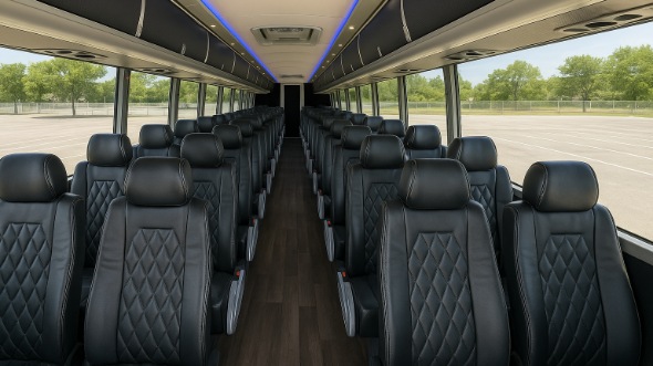Interior of Charter Bus Company Ann Arbor's 54 Passenger Charter Bus in Ann Arbor