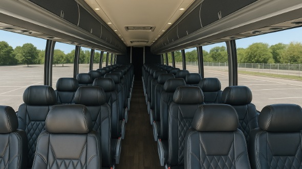 Interior of Charter Bus Company Ann Arbor's 56 Passenger Charter Bus in Ann Arbor